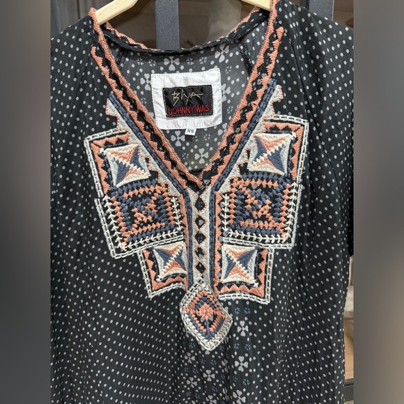 Johnny Was Silk Biya mini dress embroidered flowers floral ruffles short sleeve - Picture 5 of 9